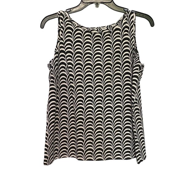 Talbots Vintage Black and White Sleeveless Top with Optical Illusion Design Size - Picture 1 of 8